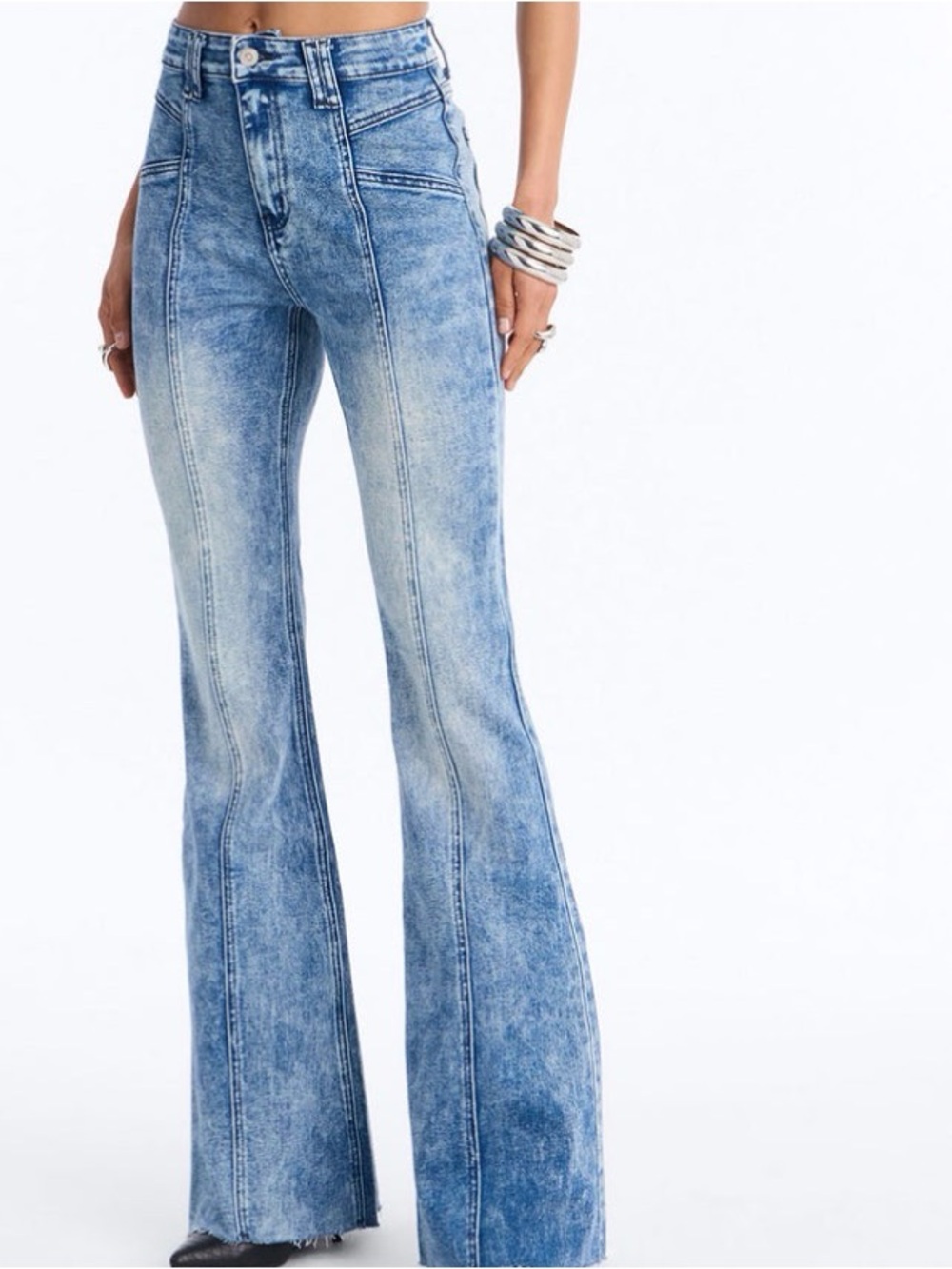 Fashion Nova Light Blue High-Waist Flare Jeans